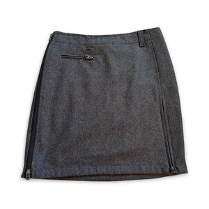 Skhoop Wool Multi Zip Mini Skirt in Charcoal Gray